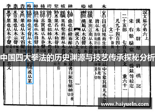 中国四大拳法的历史渊源与技艺传承探秘分析